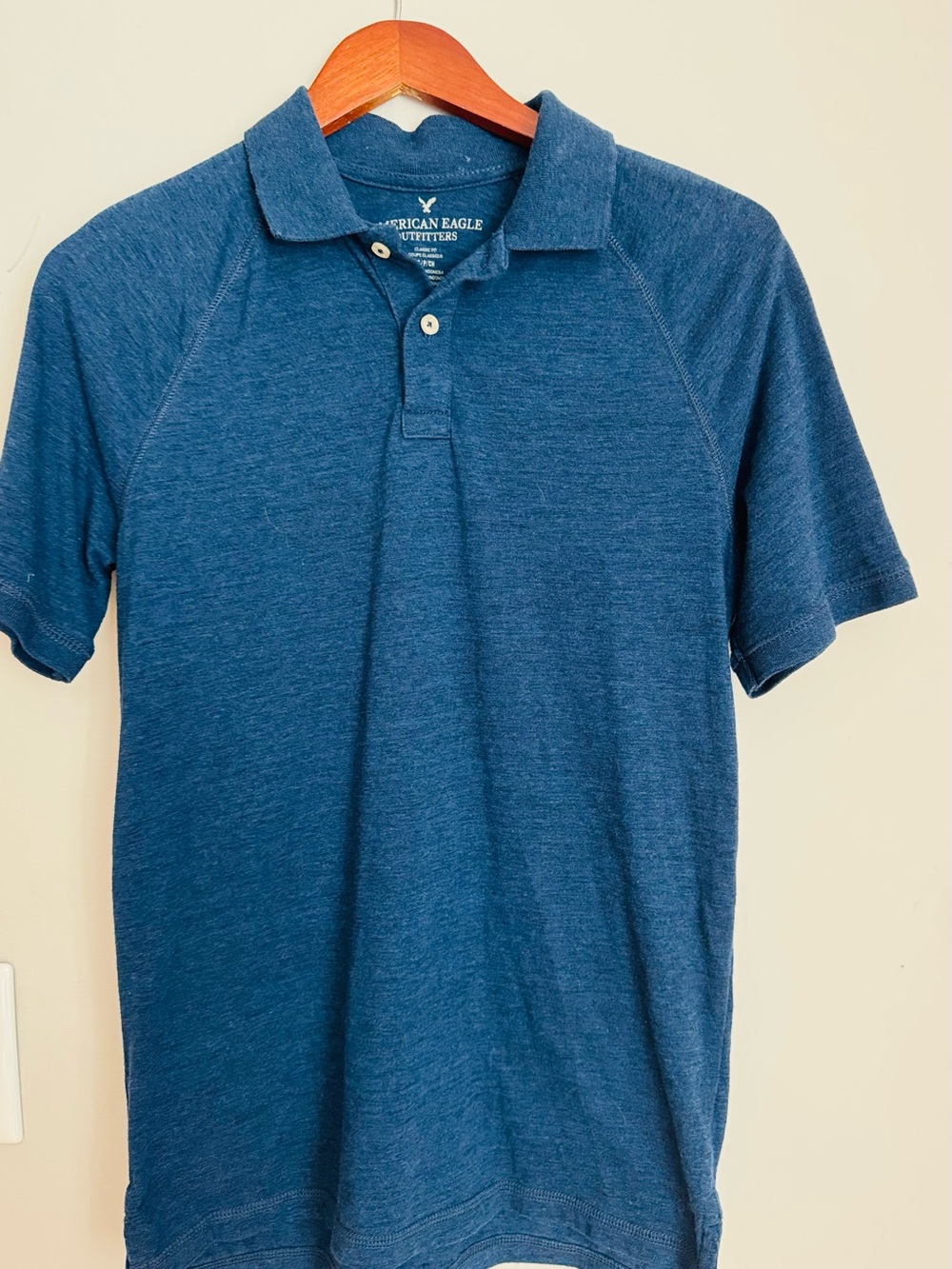 American Eagle Outfitters Men's Heathered Navy Polo
